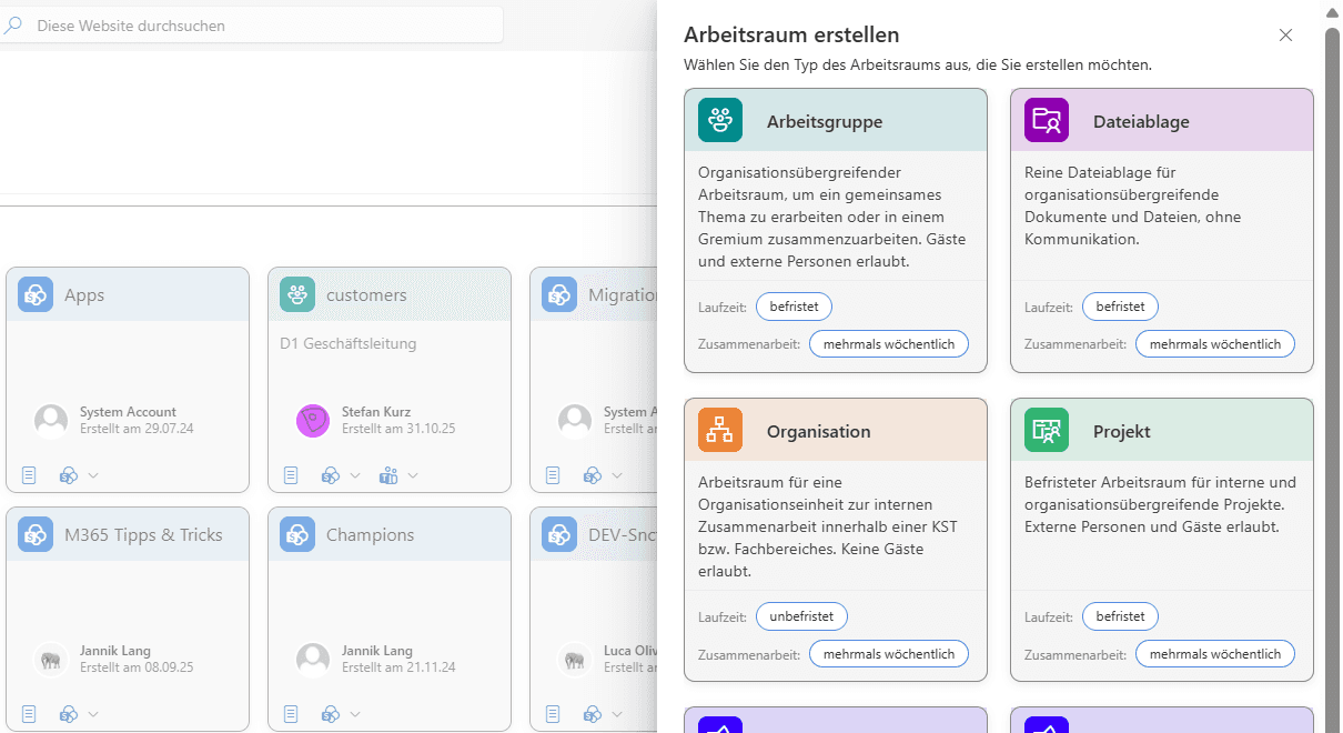 Cockpit Dashboard - Zentrale Übersicht für Microsoft Teams, SharePoint und Viva Engage Gruppen
