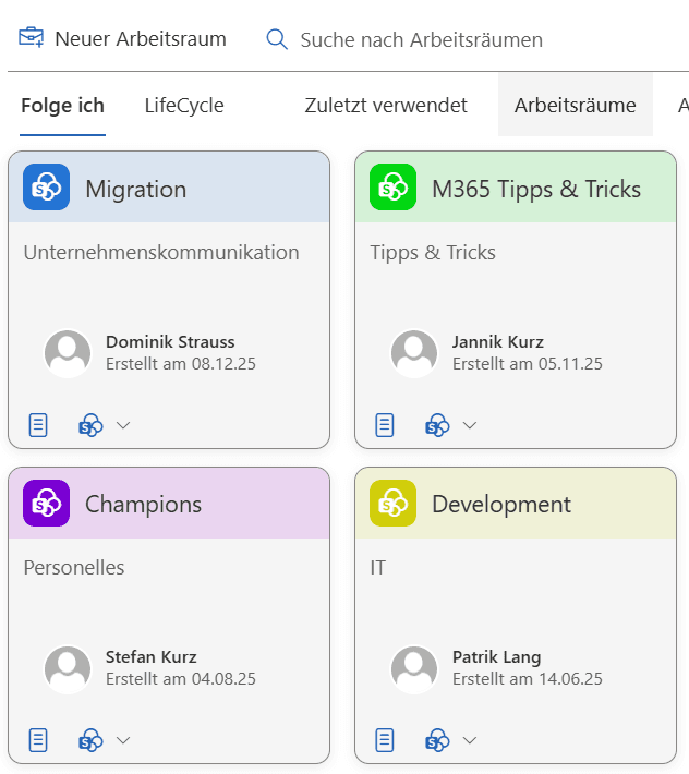 Zentraler Absprung - Direkte Navigation zu Teams, Kanälen und SharePoint-Ordnern