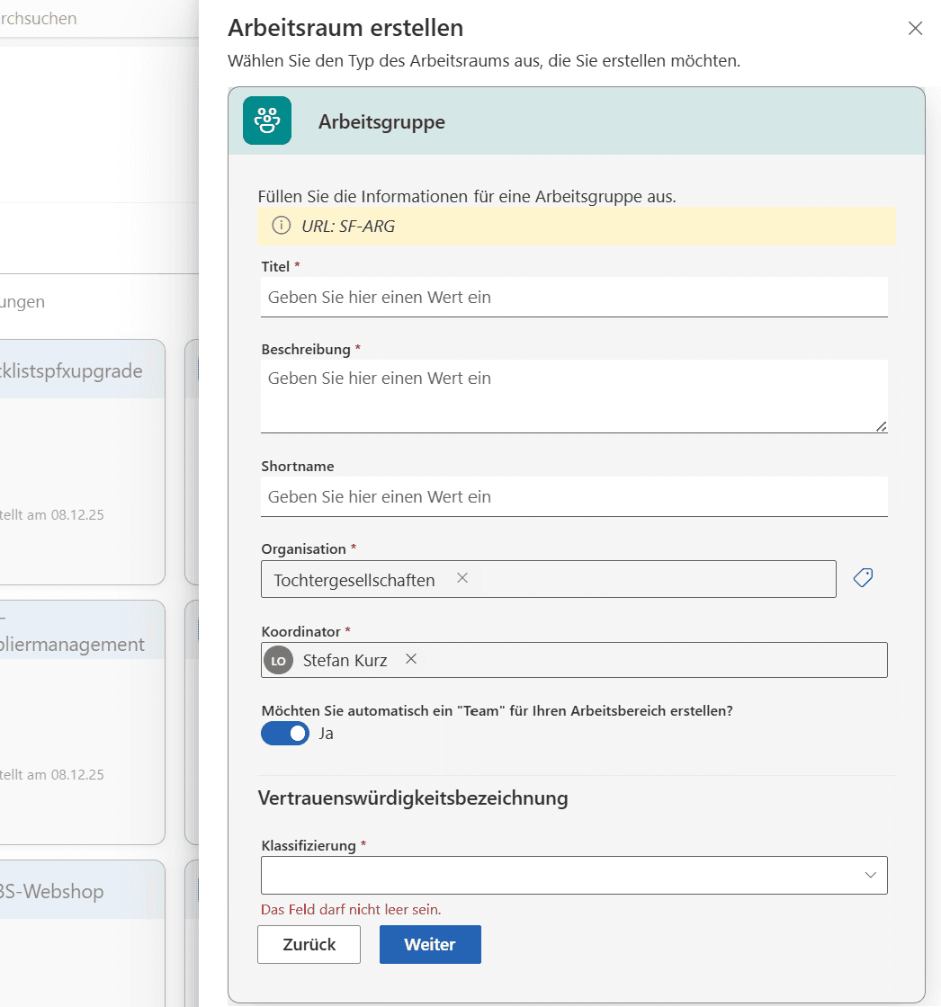 Self Service Portal - Gruppen erstellen über das Cockpit Dashboard