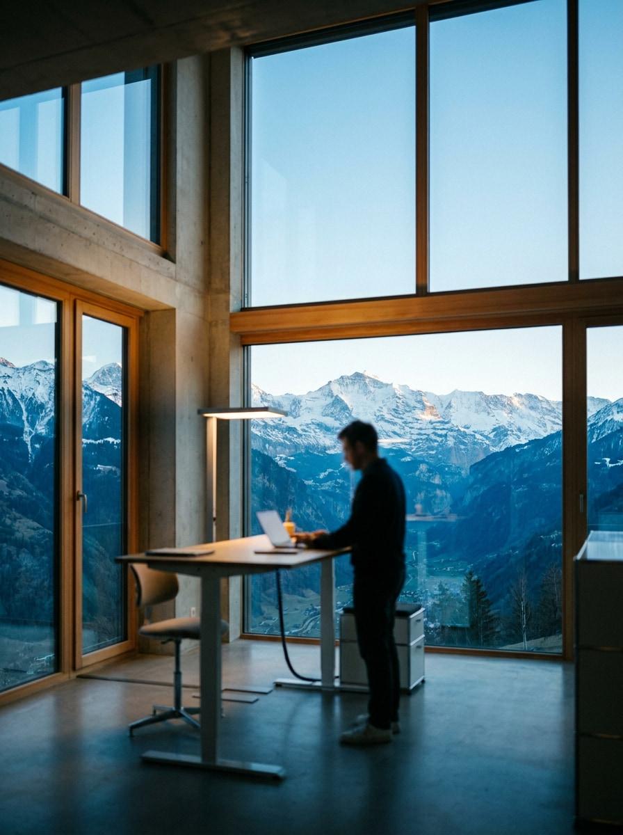 SoftForge AG Büro in Leuk, Wallis mit Blick auf die Alpen