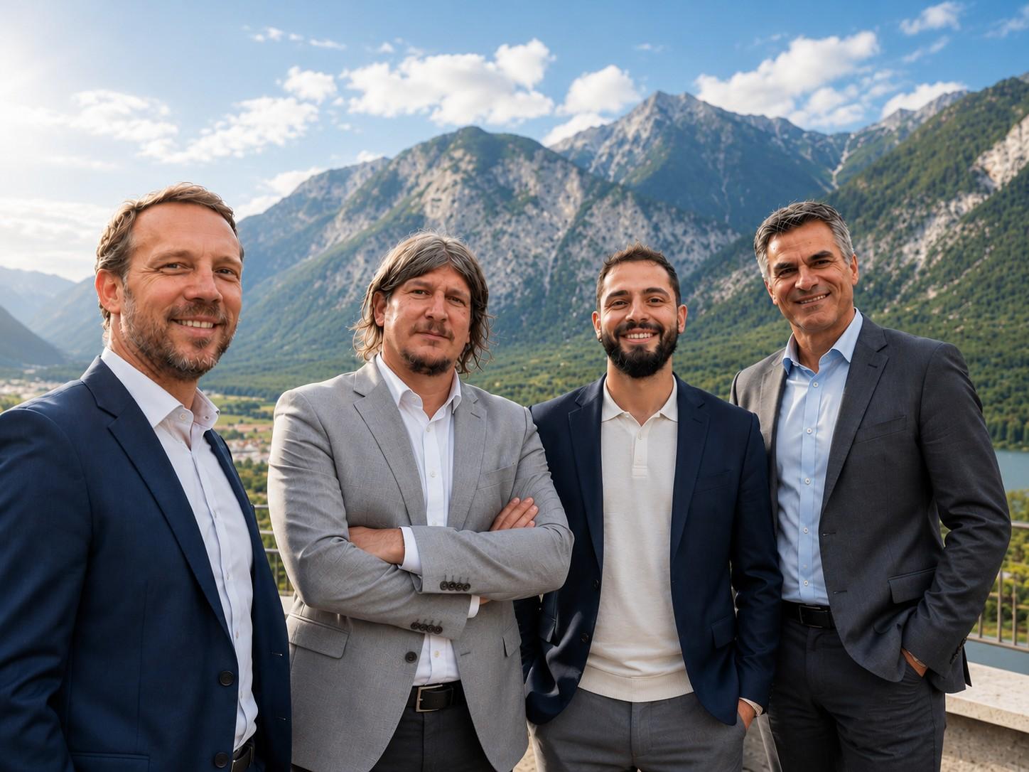 Das SoftForge Team vor den Walliser Bergen